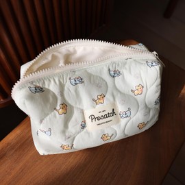 Precatch Women's Pouch, Accessory Storage, Canvas, Coin Purse, Compact, Character, white