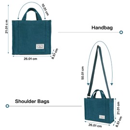 Klfoho Corduroy Tote Bags for Women Satchel Bag Stylish Tote Handbag Large Capacity Shoulder Travel Bag Satchel Strap Purse (Green, S)