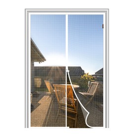 MAGZO Magnet Screen Door Fit Door Size 38 x 82, Magnetic Mesh with Heavy Duty Full Frame Hook&Loop for Back Door-White