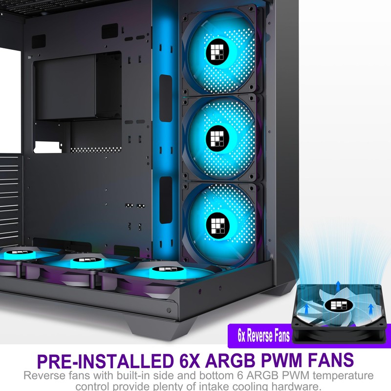 FOIFKIN PC Case - Pre-Installed 6 PWM ARGB Fan, ATX
