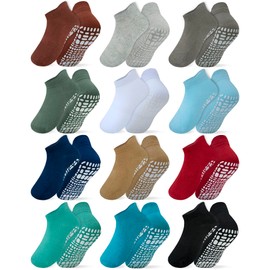 RATIVE Ankle Anti Slip Non Skid Cotton Socks with Grips Grippers for 0-6 Month Babies Baby Infant Boy Boys Girl Girls (0-6 Months, 12-Pairs/AB-110)