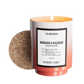 Hidden Label Mandarin & Rosewood Soy Candle – 12oz, 75-Hour Burn Time, 100% Natural Soy Wax, Aromatherapy Candle for Stress Relief, Meditation, Yoga & Relaxation