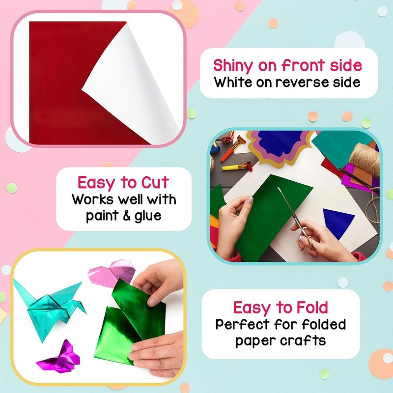 Hygloss Metallic Foil Paper - 24 Sheets 8 Assorted Metallic