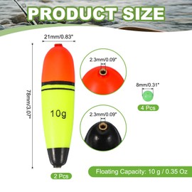 YELARXI Fishing Slip Bobbers, EVA Foam Bobbers Slip Floats with Fish Beads, 0.4 Oz Floatage Fit for Perch Carp Bass Fishing Corks Saltwater Freshwater (2 Pack, Red/Yellow)