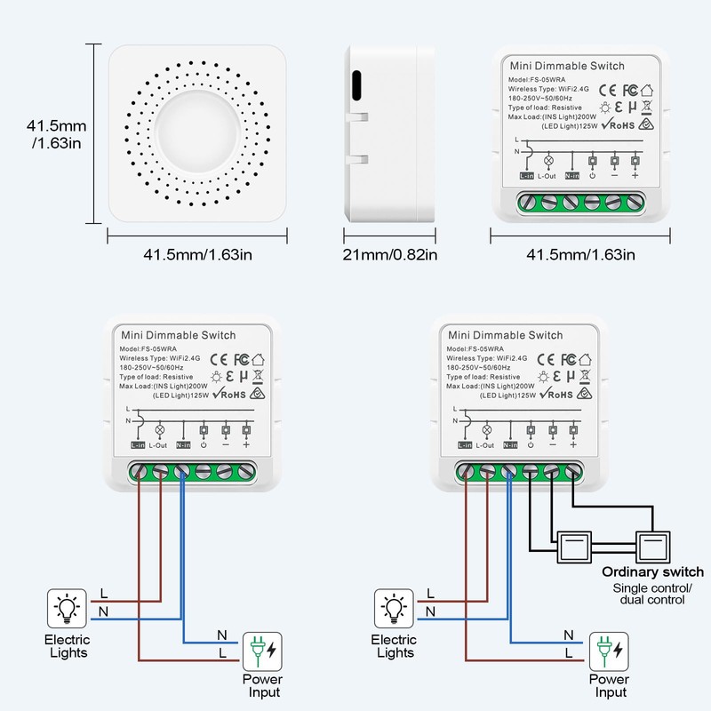 Aroidful Mini Smart Wireless LED Dimmer Switch, Smart Switch Remote
