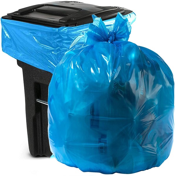 Aluf Plastics 55 Gallon Blue Trash bags for Rubbermaid Brute - Pack of 100 - Garbage or Recycling bags 38" x 55" 1.2 (equivalent) MIL - For Industrial, Home, Contractor