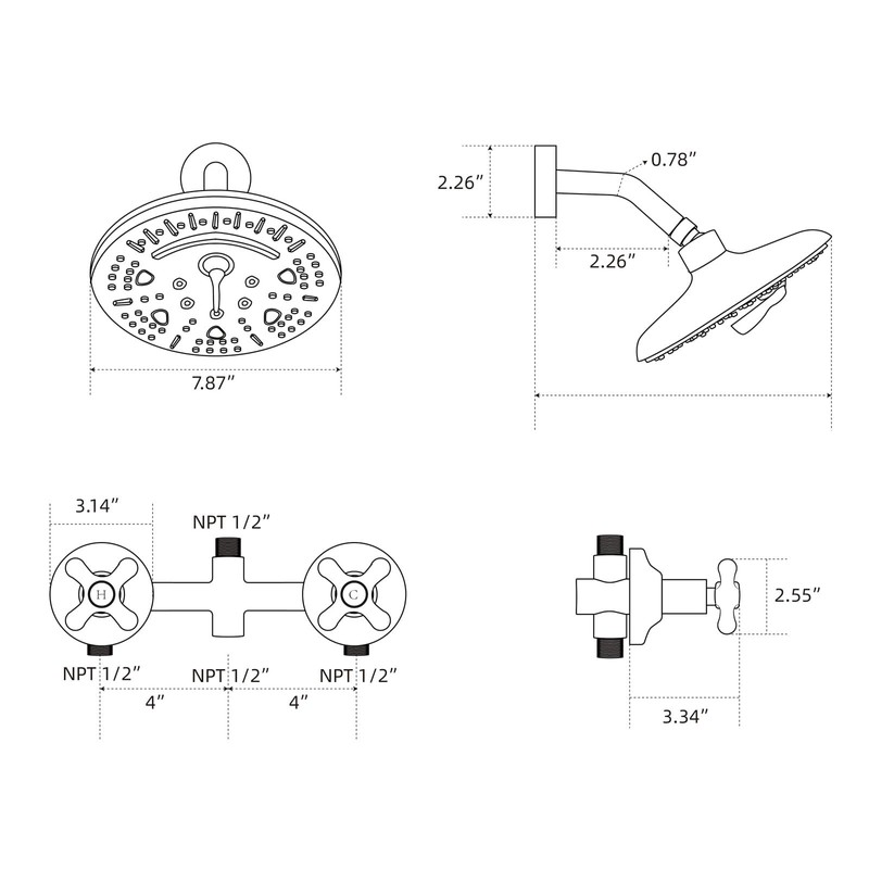 PHASAT 2 Handle Shower Faucet,Bathtub Faucet Set,Tub and Shower Trim