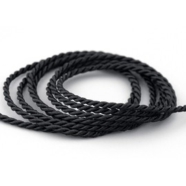 3 m x 2 mm Cord Black Decorative Twist Cord with Shiny Cord Silk Cord Twisted Cord without Wire for Decorating Crafts Sewing Decorative Cord