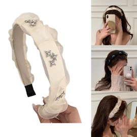 TQUXNGA Damen-Stirnband, 3 cm breit, Haarband mit Strasssteinen, Sternen-Haarband, Kopfschmuck, Mädchen, süßes Kopf-Accessoire