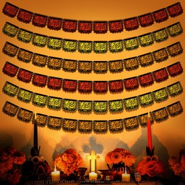 Fulmoon 6 Pack Dia De Los Muertos Banners 9.8 Feet Mexican Monarch Butterfly Banners Mexican Papel Picado Banner Day of The Dead Decoration Mexican Party Banners Mexican Themed Birthday Party Supplies