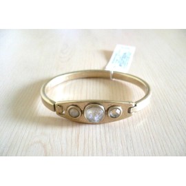 LUCKY BRAND Women's 3 Stone Hinged Cuff Bracelet Gold/Brass Tone One Size BN $35