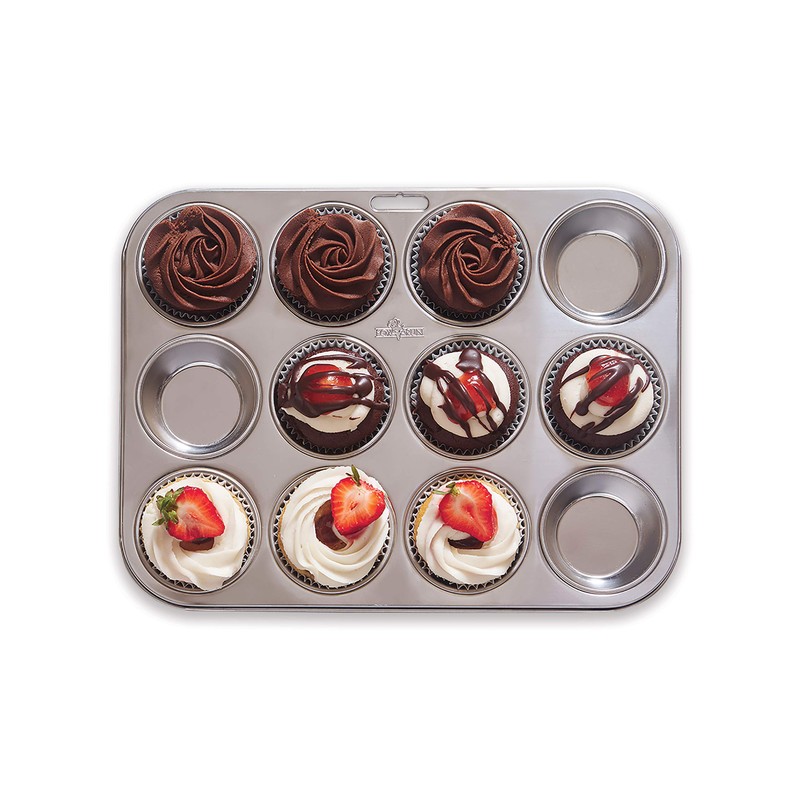 Fox Run Muffin and Cupcake Pan, 12 Standard Cup, Stainless