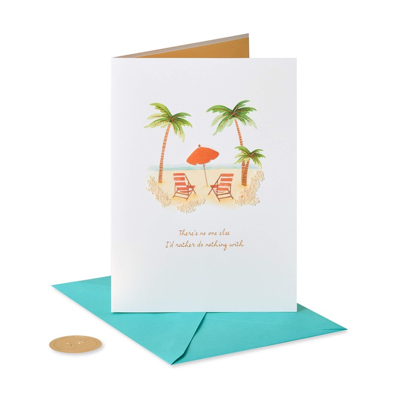 Papyrus Blank Romantic Valentines Day Card (Beach)