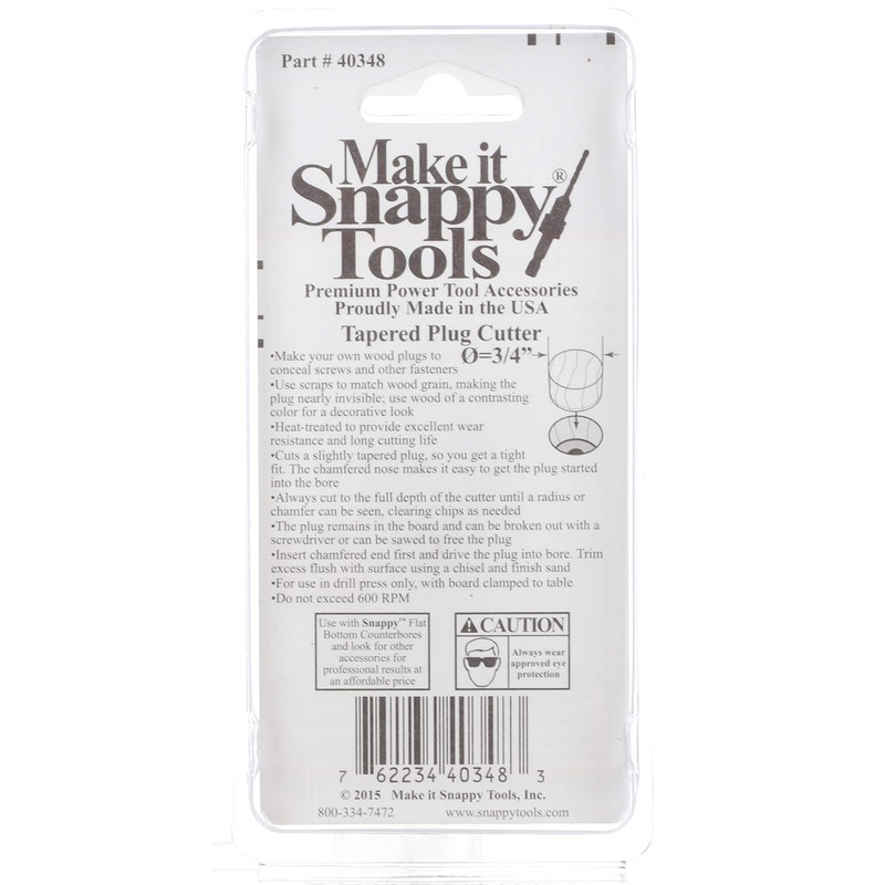 Make it Snappy Tools Plug Cutter, 3/4"