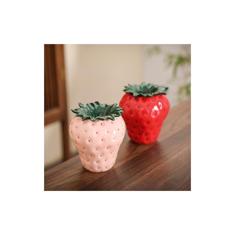 WAIT FLY Strawberry Ceramic Ashtray, Cute Cigar Ashtray for Indoor