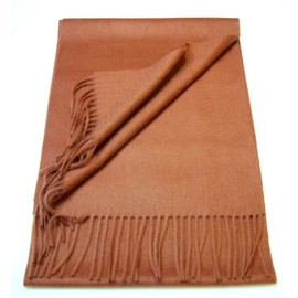ADAMANT 100% Pure Cashmere Men's Scarf – Super Soft – 180 cm Long – Plain and Checked – Fine Fluff Hair - chestnut