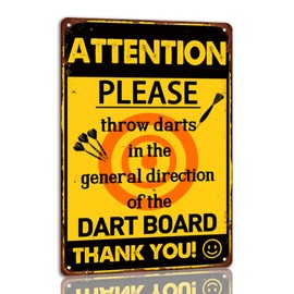 Attention! Please Throw Darts In The General Direction Of The Dart Board Thank You Tin Sign Man Cave Bar Wall Decor Metal Signs 8x12 Inch
