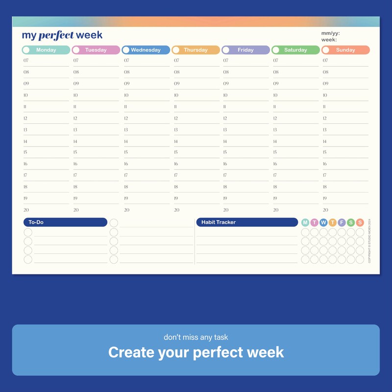50 Sheets Weekly Planner A4 Size 29.7 x 21 cm