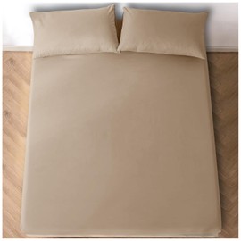 Polycotton Super King Fitted Sheet (180 X 200 Cm) - Super Soft Elasticated Corners Bed Sheets 25cm Deep Natural