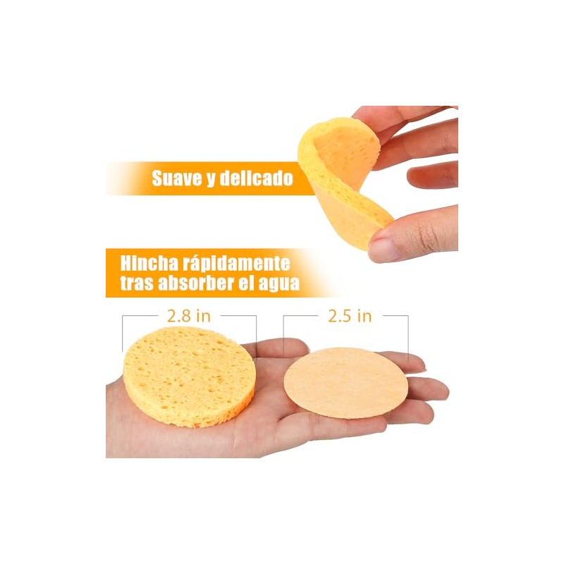 50 Compressed Facial Sponges, Esponja para Lavar la Cara, Esponjas
