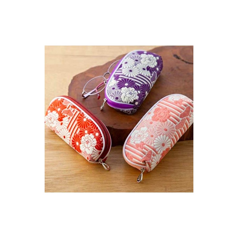 Noren Retro Flower Glasses Case, Double Weave, Zipper, Glasses Case,