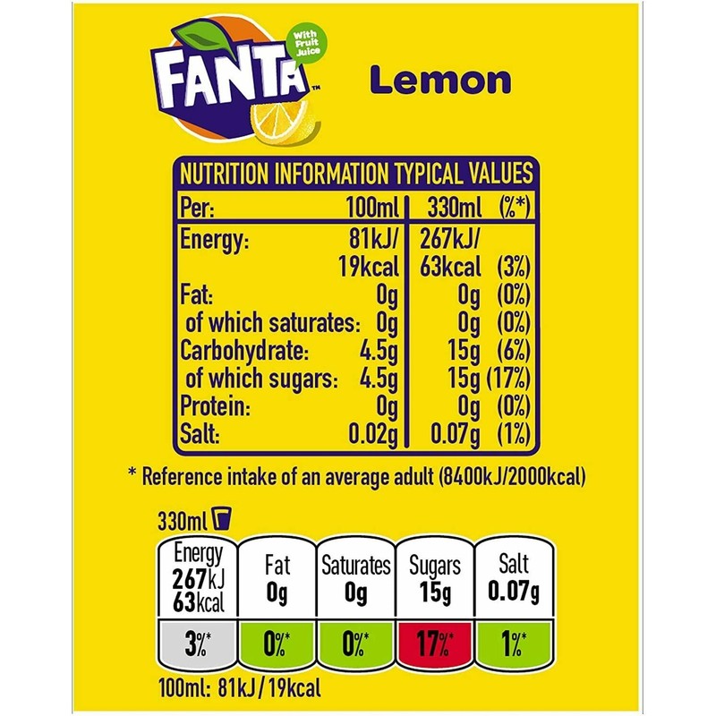 Fanta Lemon Lemon Drink, 12 Can Pack (330ml Each)