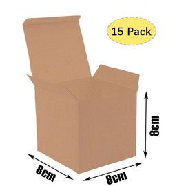 Cardboard Boxes, Pack of 15 Gift Boxes, Kraft Paper, Cardboard Boxes with Lid, Square Gift Box for Gifts, Birthday, Party, Wedding (8 x 8 x 8 cm, Brown)