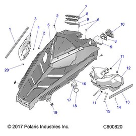 Polaris Snowmobile Intake Vent, Right, Genuine OEM Part 5437836, Qty 1