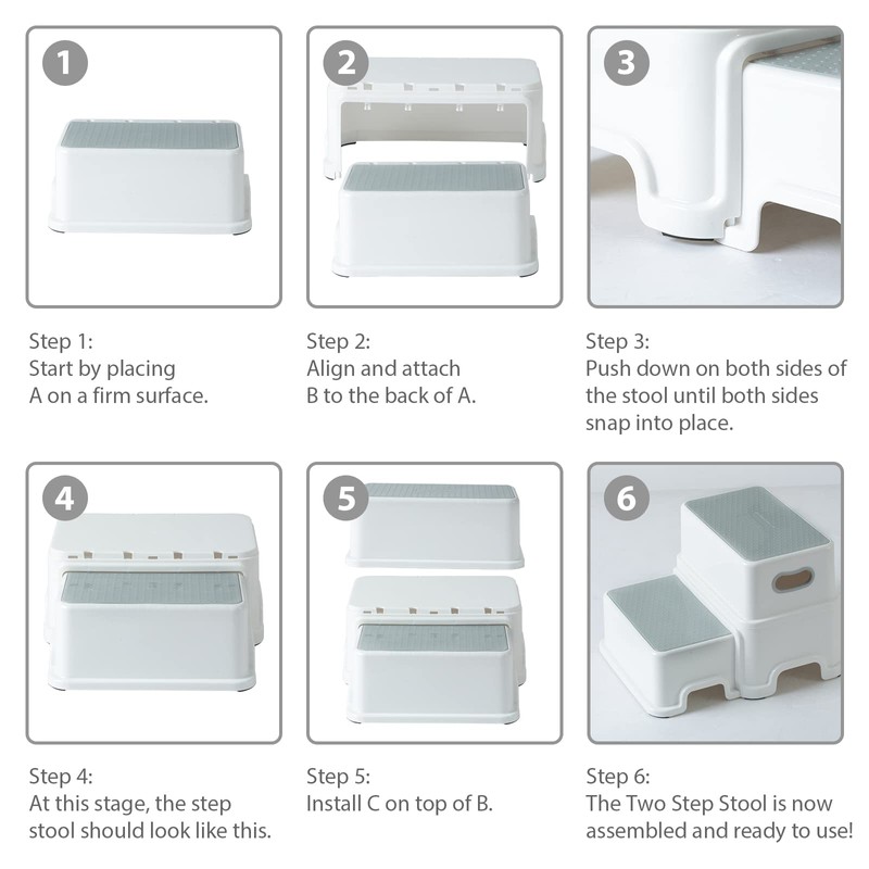 Victostar 2 Step Stool for Kids, Anti-Slip Sturdy Toddler Two