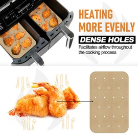 100PCS Unbleached Air Fryer Parchment Paper for Ninja Foodi Dual Fryer, 5.5'x8.5‘ Nonstick Air Fryer Liners Compatible with Ninja DZ201, DZ401