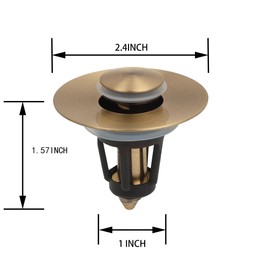 WEIJIANKANG Universal Bathroom Sink Stopper Antique Design, For 1.02-1.96 Inch, Premium Basin Pop Up Sink Drain Strainer, with Hair Catcher,Anti-Leakage and Clogging,Made in all Brass