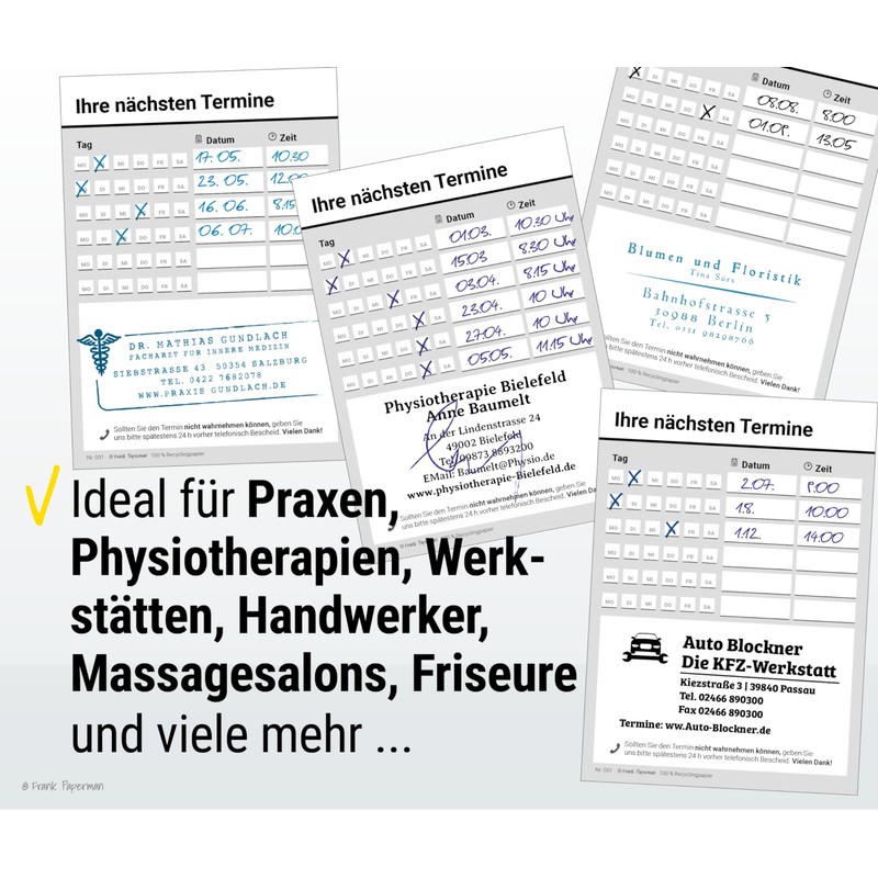 Frank Paperman | 600 Appointment Notes | 12 x Appointment