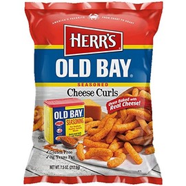 Herr's + Old Bay® Cheese Curls, 7.5 Ounce (Pack of 9 Bags) – Cheesy Curls with a Bold Old Bay Kick – A Unique Flavor for Seafood Lovers and Snack Fans