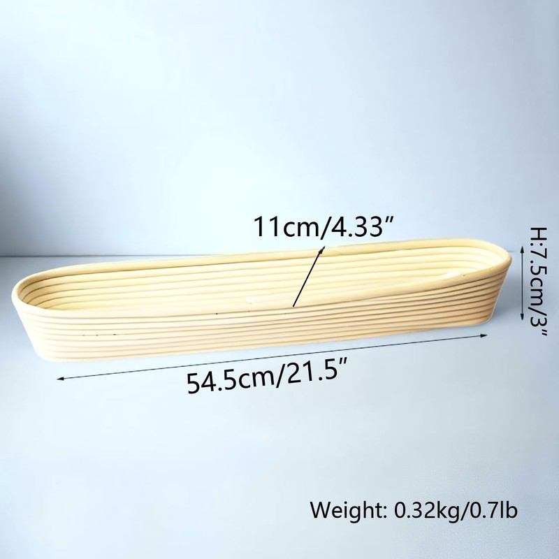 2 Pack 21.7 Inch Oval Banneton Proofing Basket Set, Natural