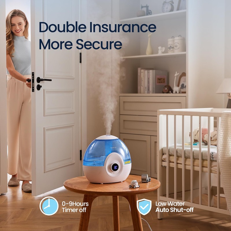 raydrop 2.2L Humidifiers for Bedroom, Cool Mist Humidifiers with Timer,