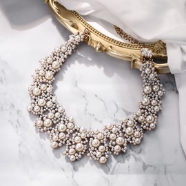 EVER FAITH Rhinestone Crystal Necklace Vintage Costume Statement Collar for Women Party Clear, Crystal, Rhinestone