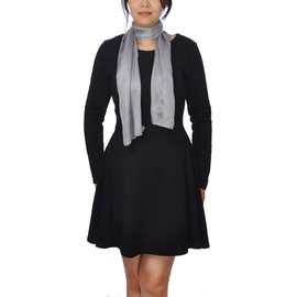 Basic Sense Plain 100% Genuine Silk Scarf Shawl, 25 x 135cm (10 x 53), Grey