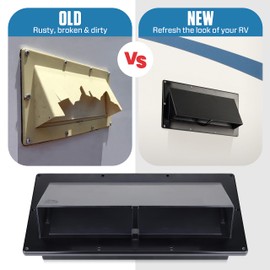 Camp'N RV Exhaust Vent Cover (Black) - Perfect RV Stove Vent Cover Replacement for Trailers, Campers, Motorhomes - Easy to Install with Hardware Included