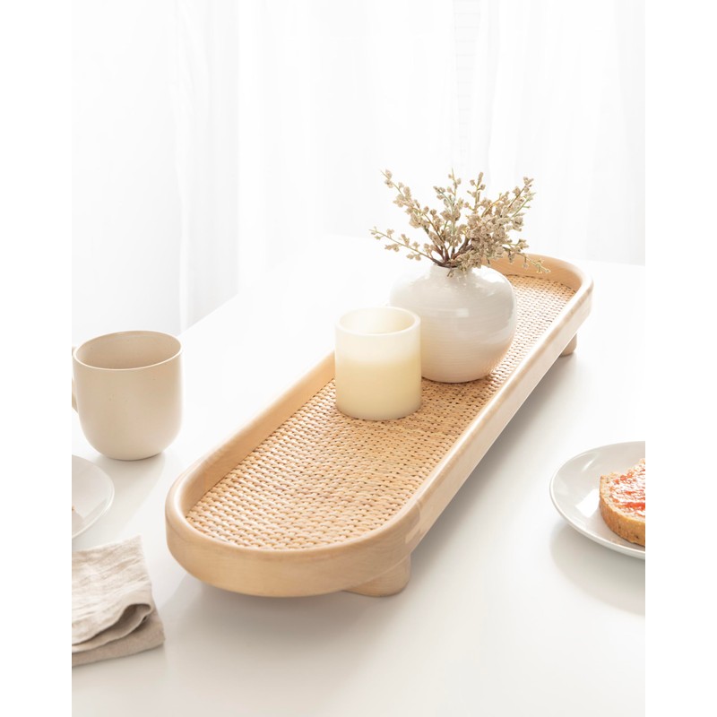 Kate and Laurel Planche Decorative Capsule Woven Tray with Solid