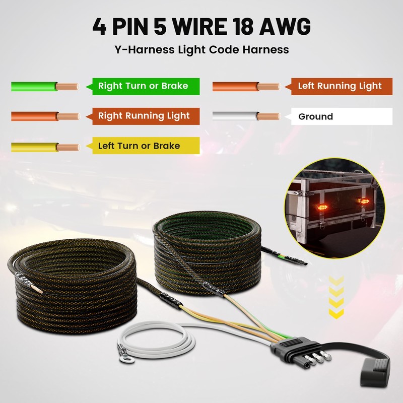 Oyviny 4 Pin 5 Wire Trailer Wiring Harness - 50FT