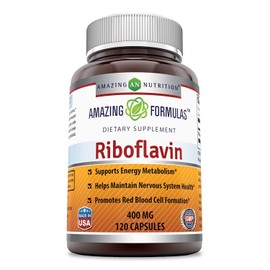 Amazing Formulas Riboflavin Dietary Supplement - 400 Milligrams - Promotes Healthier Blood - Helps Maintain Nervous System. (Pack of 3-120 Capsule Bottles)