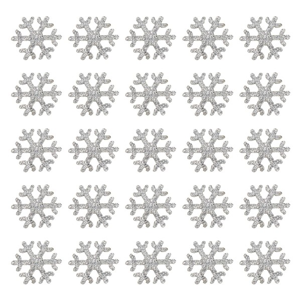 EXCEART 50pcs Snowflake Patches, Silver Iron On Patches, DIY Accessory