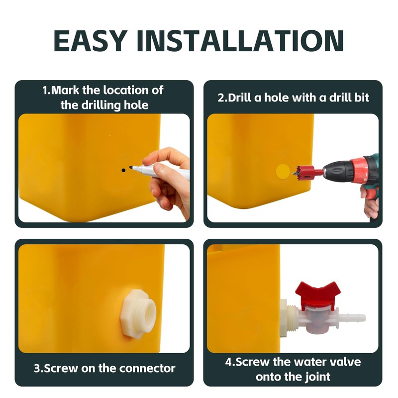 Rabbit Watering System Bucket Connector kit with 5/16'' Barb,Bulkhead Fitting,Mesh
