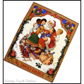 Christmas Santa Wallhanging /Quilt Fabric Panel 36"x44"