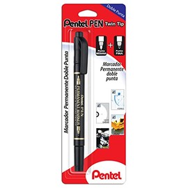Marcador Permanente Pentel Doble Punto Blister Pack con 01 Pieza Color Negro-N65WBP-A
