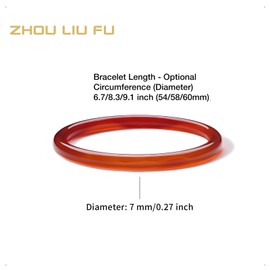 ZHOU LIU FU Bangle Bracelets for Women Red Chalcedony Round Bracelets Natural Gemstone Lucky Accessory Gifts Her Mom