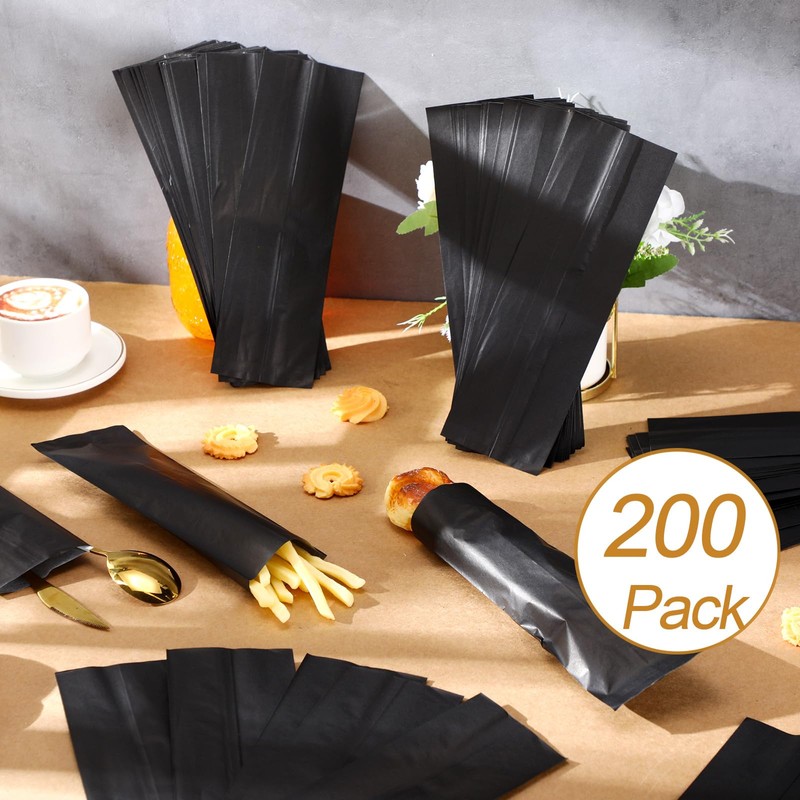 Zhehao 200 Pcs Kraft Paper Bags Kraft Churro Bags Grease