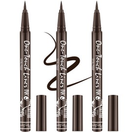 Triple Pack of Vegan-Approved Hypoallergenic Liquid Eyeliner Pens, Tattoo Effect, Quick Dry, Waterproof, Smudgeproof, Long-lasting & Felt Tip Eyeliner pen: Precision Beauty for Women (Dark Brown)