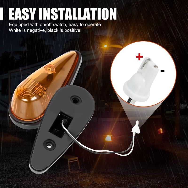 FSBCGT 5Pcs Amber Teardrop Cab Light 9LED Cab Marker Light
