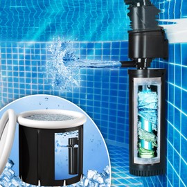 TARARIUM 400GPH Cold Plunge Filter for 100-800 Gal U-V Sanitation, Cold Pod Ice Bath Tub Filte, Small Pool Filter with Green Cleaning Machine Pool for Cold Pod Ice Bath Tub Hot Tub Water Clean